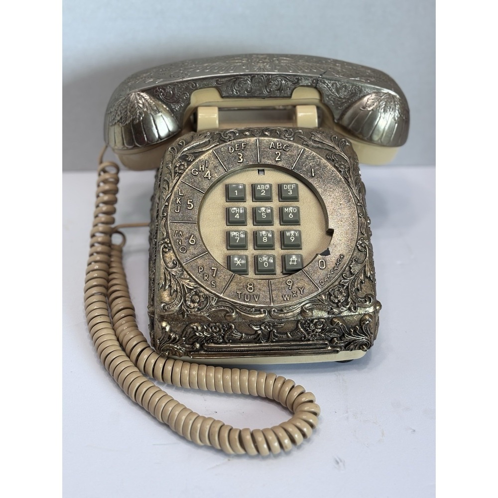 Vintage Premier‎ 2500 Touch Tone Telephone Ornate Brass Style North Supply 1990